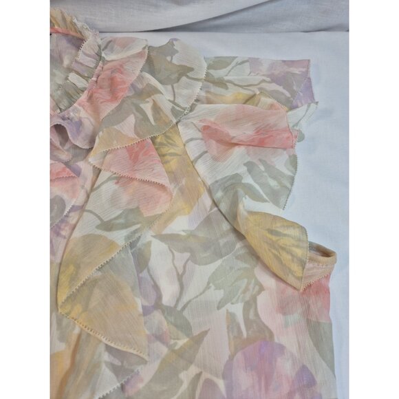 Lauren Ralph Lauren Women's Blouse Size 1X Crinkle Short Sleeve White Multi 24 - Picture 9 of 12